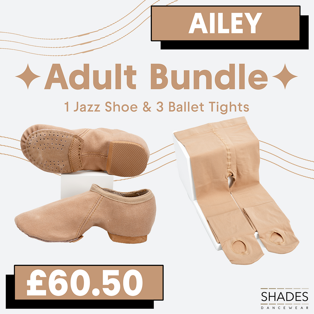 Ailey - 1 Pair Adult Jazz Shoes & 3 Adult Tights Bundle