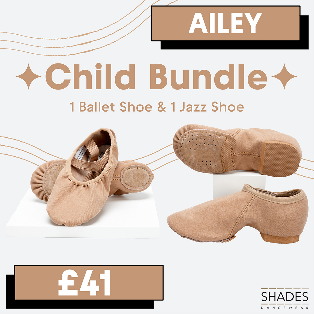 Ailey - 1 Pair Child Ballet Shoes & 1 Pair Child Jazz Shoes Bundle