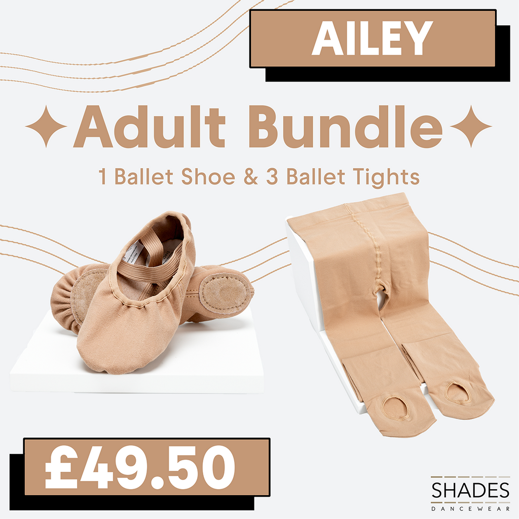 Ailey - 1 Pair Adult Ballet Shoes & 3 Adult Tights Bundle