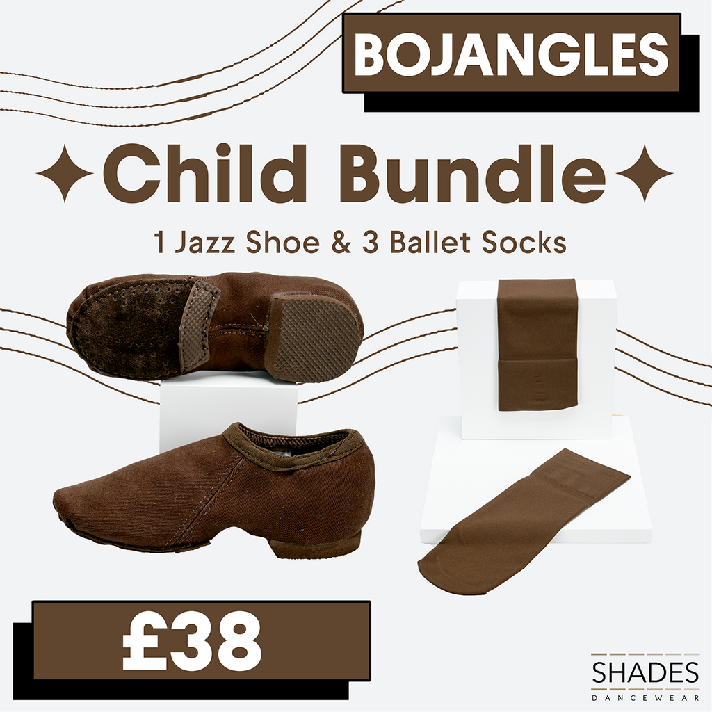 Bojangles - 1 Pair Child Jazz Shoes & 3 Child Socks Bundle