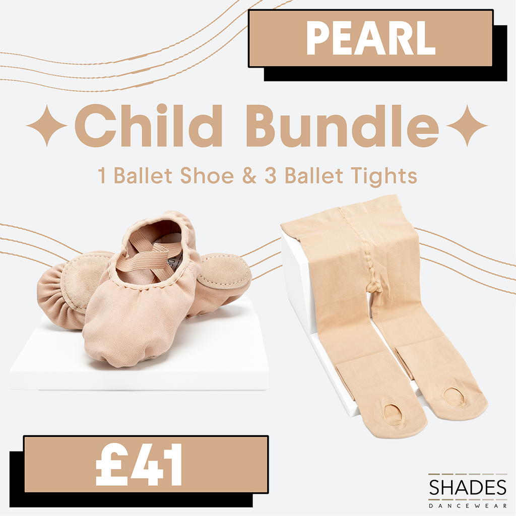Pearl - 1 Pair Child Ballet shoes & 3 Child Tights Bundle