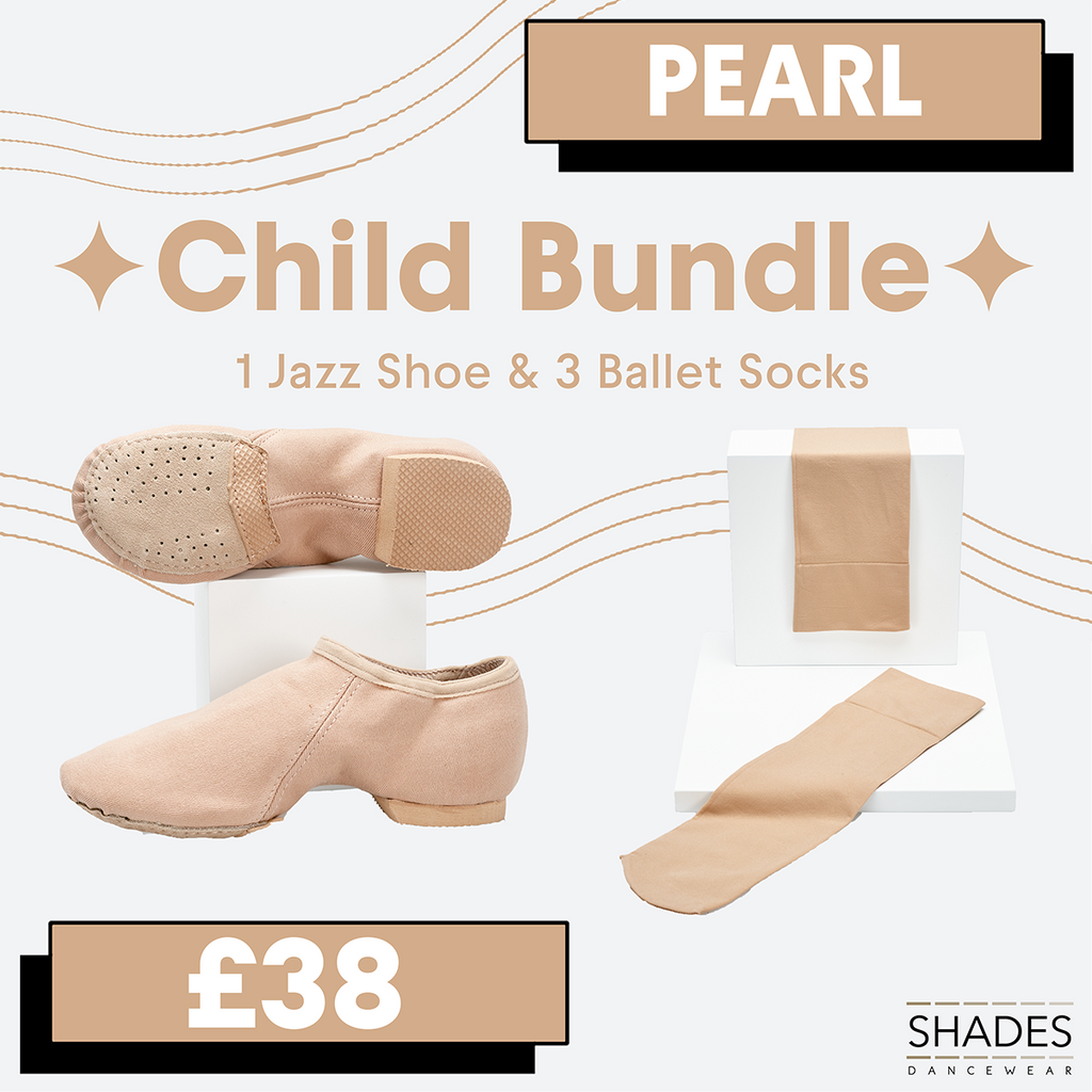 Pearl - 1 Pair Child Jazz Shoes & 3 Child Socks Bundle