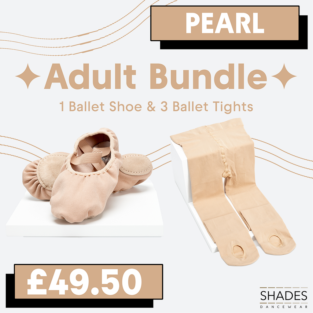 Pearl - 1 Pair Adult Ballet Shoes & 3 Adult Tights Bundle