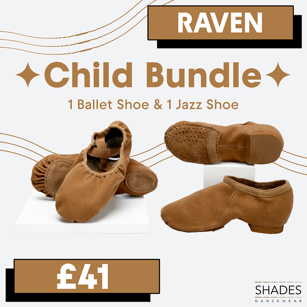 Raven - 1 Pair Child Ballet Shoes & 1 Pair Child Jazz Shoes Bundle