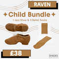 Raven - 1 Pair Child Jazz Shoes & 3 Child Socks Bundle