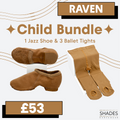 Raven - 1 Pair Child Jazz Shoes & 3 Child Tights Bundle
